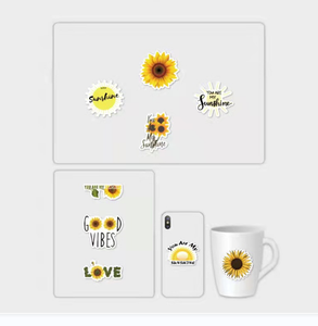 50 pezzi giallo sei il mio sole adesivi con fiori in PVC decalcomania per ragazza fai da te Scrapbook per computer portatile adesivi per chitarra girasoli - Product Image 4