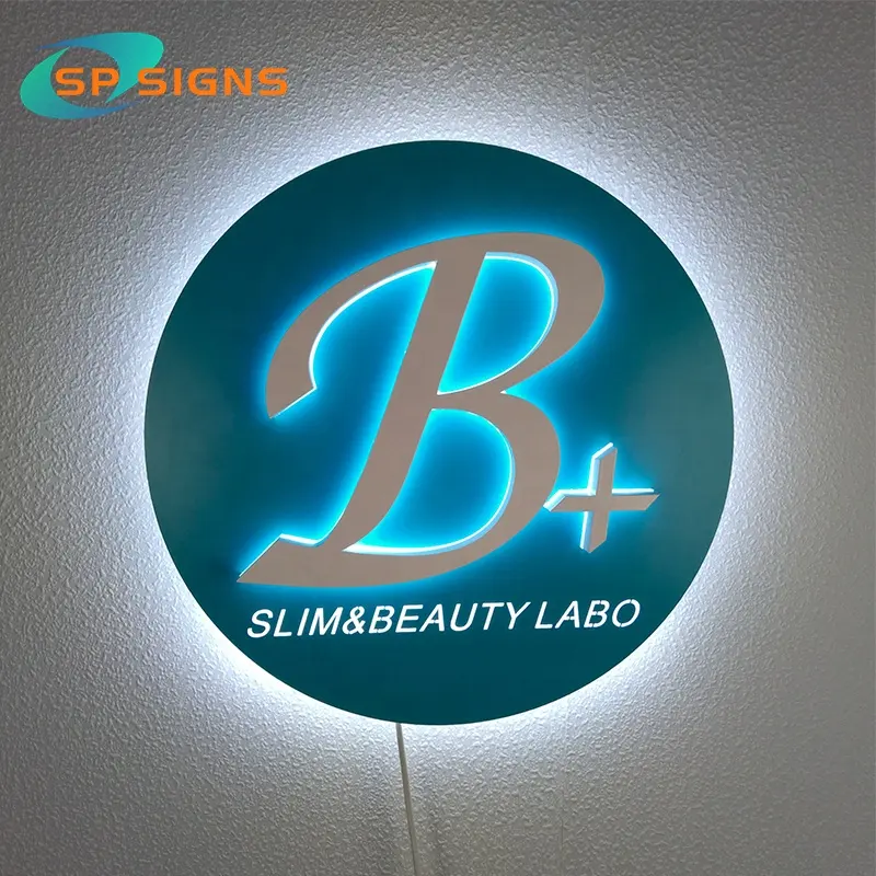 SP factory-tablero de señal LED redondo para interior, original, para tienda electrónica, letras iluminadas
