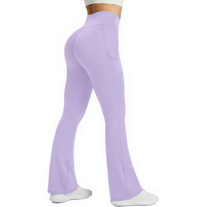 Pantalones de Yoga de Cintura Alta para Mujer, Transpirables, Elásticos, de Secado Rápido, Sin Costuras, con Bolsillo en la Cintura Elástica, Ropa Deportiva Informal, 1 Pieza, Spandex - Product Image 1
