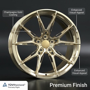 Jantes de voiture de course en alliage haute résistance polies en aluminium forgé léger à 10 branches couleur or champagne de 15 pouces TUV Rheinland - Product Image 5