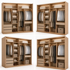 In-line Straight <strong>Open</strong> Bedroom <strong>Wardrobe</strong> with Storage Shelves One-Stop Whole House Customized Closet Organizer - Product Image 3