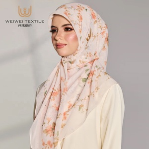 Bán Buôn Thiết Kế Đồng Bằng In Vuông Tudung Bawal Hồi Giáo Phụ Nữ Bông Voile Dân tộc Khăn Choàng Khăn Choàng Hijab - Product Image 1