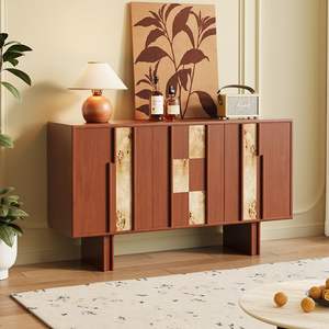 Aparador de madera maciza de estilo vintage, mueble de pared para sala de estar, madera de caucho tailandesa y pino de Nueva Zelanda, 5 compartimentos - Product Image 1