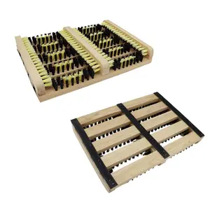 Factory Supply Solid wood and polypropylene bristles Natural Outdoor Interlocking Boot Scraper Mat Brush