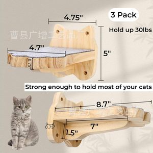 Percha de madera para gatos montada en la pared con tapete antideslizante para gatos, diseño sólido de 1 nivel, superficie antideslizante - Product Image 4