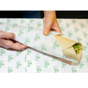 Papel Kraft Recubierto de Cera de Grado Alimenticio, Impreso Personalizado, Antigrasa, para Envolver Hamburguesas, Sushi, Azúcar y Piruletas - Product Image 3