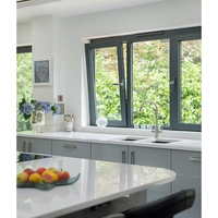 Fenêtres en aluminium à ouverture double sens, design moderne, vitrage basse émissivité, type casement inclinable et pivotant