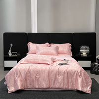 Ensemble de literie couette d'été de luxe léger confortable Polyester lavé glace soie Jacquard motif papillon Textiles de maison