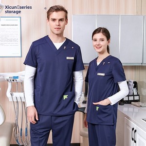 Camici Medici da Donna a Maniche Corte in 100% Poliestere Dobby per Odontoiatri, Medici, Infermieri, Uniformi Ospedaliere ODM - Product Image 3