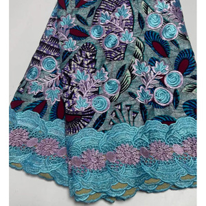 Dentelle de broderie au crochet en cire dorée, Pagne <span class=keywords><strong>Hollandais</strong></span>, Textiles en coton ciré africains originaux - Product Image 6