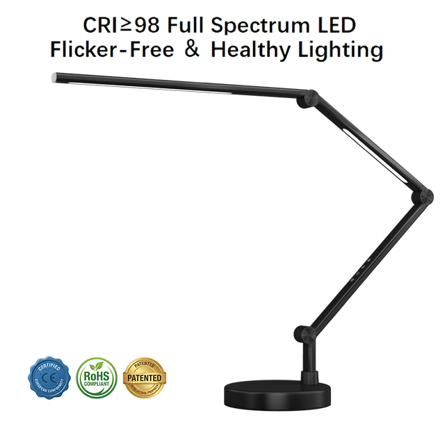 Adjustable Swing Arm Cordless Aluminum LED Task Light Flexible Eye Protect Desk Lamp with Timer 1/2 Hours
