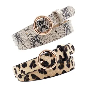 Personalizado Animal patrón de piel de PU cinturón de mujer serpiente cebra leopardo cinturón de cuero