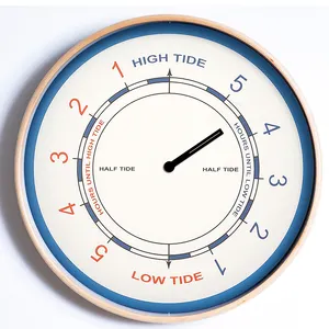 Relógio de parede redondo simples moderno de madeira de 12 polegadas, relógio personalizado de maré