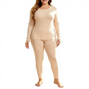 Intimo Termico Personalizzato OEM per <span class=keywords><strong>Donna</strong></span>, Set 2 Pezzi (<span class=keywords><strong>Maglia</strong></span> e Pantaloni) in Tessuto CVC, Vendita all'Ingrosso - Product Image 1