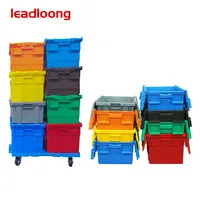 Plastic Storage Stackable Crate with Attached Lid