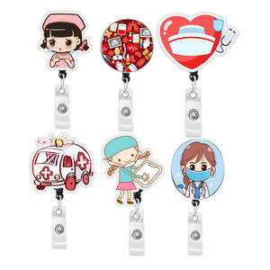 Porte-badge rétractable personnalisé avec motif de dessin animé, cordon d'identification, porte-carte nominative, clip pour badge, fournitures de bureau pour médecins et infirmières, porte-credential - Product Image 4
