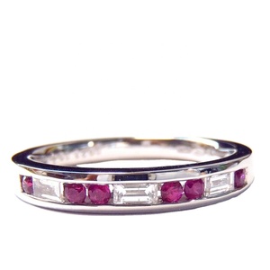 Hong Kong Jewellery Wholesale Custom Classic 18k Solid White Gold <b>Ruby</b> Gemstone Band <b>Ring</b> for Wedding & Party Women - Product Image 1