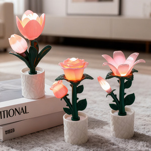 Đèn ngủ <span class=keywords><strong>LED</strong></span> hoa tulip nhỏ xinh, trang trí sáng tạo, làm thủ công, hoa hồng, tự làm, đèn bàn nhỏ để bàn trong nhà, quà tặng - Product Image 3