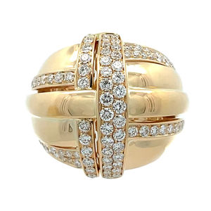 แหวนแต่งงานเพชรแท้ทรงกลม ประดับเพชรเต็มวง ชุบทอง 18k แบบคลาสสิก - Product Image 1