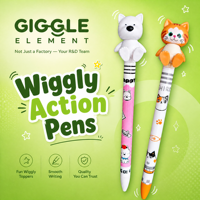 Stylos à bille Wiggly Pens Chat et Chien avec bras mobiles et pieds oscillants pour enfants