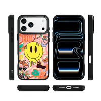 Coque de téléphone AG Feeling Black Edge avec motif sourire doré pour iPhone 17, 17 Pro Max, 16 Pro, 15 – Coque magnétique
