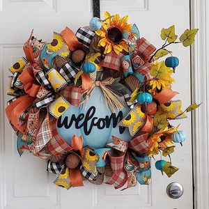 Cartel de Acción de Gracias Colgador de puerta Calabaza Cartel de bienvenida Decoración de calabaza de madera Cartel de porche colgante para la cosecha de otoño Acción de Gracias - Product Image 6