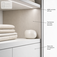 Dressing de luxe laqué blanc cassé pour projet de villa moderne avec poignées métalliques