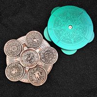 1 pièce, Dés polyédriques 7 en 1 double couche en alliage de zinc, motif Dragon Bronze Antique, avec fonction boussole et roulette, pour DND, TRPG, jeux de société et jeux de rôle