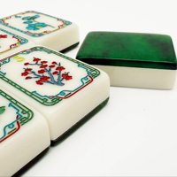 Mahjong Akrilik Dua Lapis Hijau Buddha Portabel Mewah Terlaris untuk Hiburan Keluarga dan Pesta