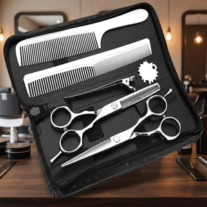 Kit professionnel de ciseaux de coiffure 4 pièces : ciseaux à effiler, peigne, étui, en acier inoxydable, pour droitiers, outils de toilettage de salon - Product Image 2
