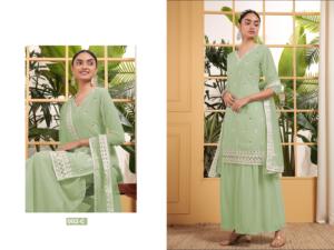 Ropa étnica, trajes Georgette Sharara totalmente cosidos con bordado de secuencia, boda elegante para ocasiones especiales - Product Image 2