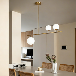 Copper Modern Custom Lamp Satin Brass Ball glass Home Decoration Dinning Room Kitchen Island Chandeliers Pendant <b>Lights</b> - Product Image 1