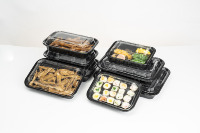 Boîte à lunch jetable écologique en plastique PET de la marque HYX-525 HYX pour sushis, sandwichs, salades, nouilles, hamburgers