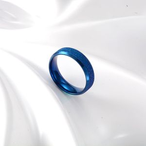 Fashion <b>Rings</b> Titanium Steel Blue Black Steel Gold Color Pearl Sand Finish Unisex Couple Gift Jewelry - Product Image 3