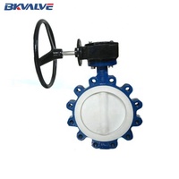 Katup kupu-kupu berlapis PTFE, tipe CL150 ASTM A216 WCB, tipe Lug Wafer Short Split Body, Full Lined Centered Disc