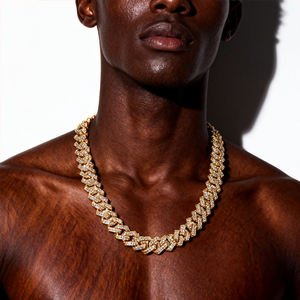 18k गोल्ड प्लेटेड स्टेनलेस स्टील ज़िरकॉन क्लासिक क्यूबन हार पुरुषों लॉबस्टर क्लैंप भारी हिप हॉप 15 मिमी लिंक चेन रैपर्स - Product Image 3