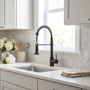 Tidjune <span class=keywords><strong>Grifo</strong></span> De Cocina Comercial de Latón Negro Monomando con Rociador Extraíble y Muelle para Fregadero - Product Image 3