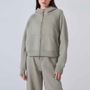 Sweat-shirt à capuche décontracté pour femme, en coton, avec fermeture éclair, coupe ouverte, design original, sweat-shirt uni, sweat-shirts personnalisés - Product Image 1
