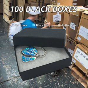 Caja de Joyería de Cartón Negro al por Mayor, Caja de Regalo de Alta Calidad con Tapa Abatible para Anillos, Collares, Pendientes y Colgantes - Product Image 3