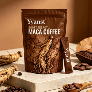 กาแฟโสมมาคาเพิ่มพลังงานธรรมชาติ รสวินเทจบราวน์ บรรจุภัณฑ์แบบซองตั้งได้ รับผลิตแบบ OEM แบรนด์ส่วนตัว จำหน่ายแบบขายส่ง - Product Image 6