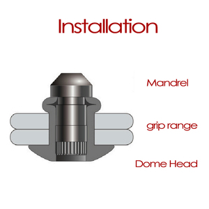 Rivets aveugles en aluminium 5056/7075 <span class=keywords><strong>de</strong></span> 6.4mm <span class=keywords><strong>de</strong></span> diamètre et <span class=keywords><strong>de</strong></span> 10mm <span class=keywords><strong>de</strong></span> longueur Rivets aveugles en pruche - Product Image 4