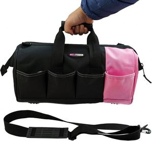 BSCI Factory Pink Women Tool Bag With Shoulder Strap <b>Open</b> Top Wide Mouth <b>Storage</b> Tradesman Tool Organizer Bag (16 Inch, Pink) - Product Image 1