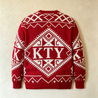 Pull en maille jacquard vintage à col rond pour homme, coupe ample, motif lettres, idéal pour Noël, vente en gros, personnalisable ODM