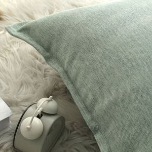 Housse de coussin carrée en lin avec bordure, pour canapé de salon, couleur unie - Product Image 3