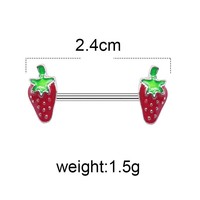 Gaibei Piercing de nombril en forme de cœur, style européen-américain, motifs fraise et ananas, en quartz transparent