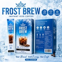 Custom Iced Coffee Stick Coffee Packaging Bags Tear Notch 2g Cold Water Blue Snowflake Instant Sachet for Cafe Powder Brand OEM