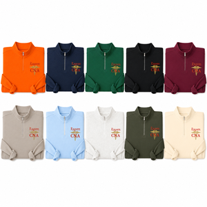 Sudadera con cremallera de cuarto de cierre, personalizada, con bordado de Caduceo CNA, antiencogimiento, para invierno y otoño, para dropshipping POD en Etsy y Shopify - Product Image 1