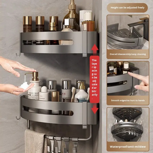 Étagère de salle de bain murale triangulaire moderne en aluminium, sans perçage, robuste, résistante à l'eau, pour douche - Product Image 6