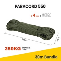 Cordon de parachute en nylon 100% de type III 550 de 4 mm pour le camping en plein air, la randonnée, la survie, la corde de fixation de tente, la laisse pour chien