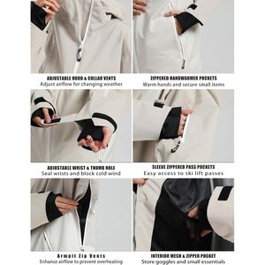 Veste de snowboard personnalisée pour homme, unisexe, isolée, fermeture éclair asymétrique, imperméable 15K, respirante 10K, vêtements de ski - Product Image 5
